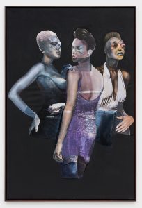 Collage von drei Schwarzen Frauen auf schwarzem Untergrund.