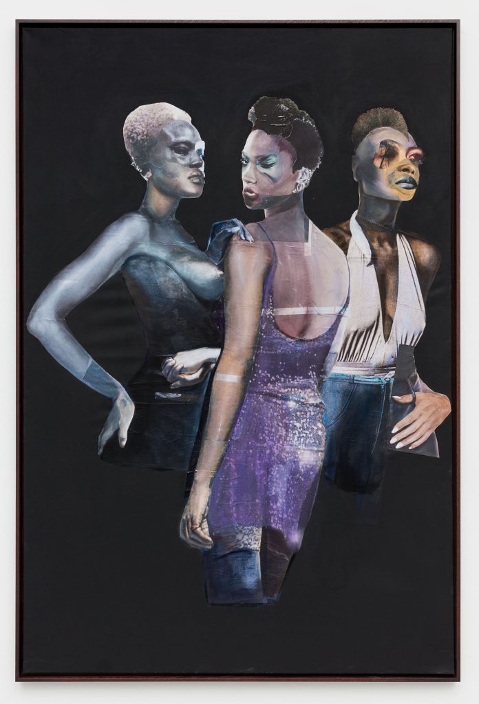 Collage von drei Schwarzen Frauen auf schwarzem Untergrund.